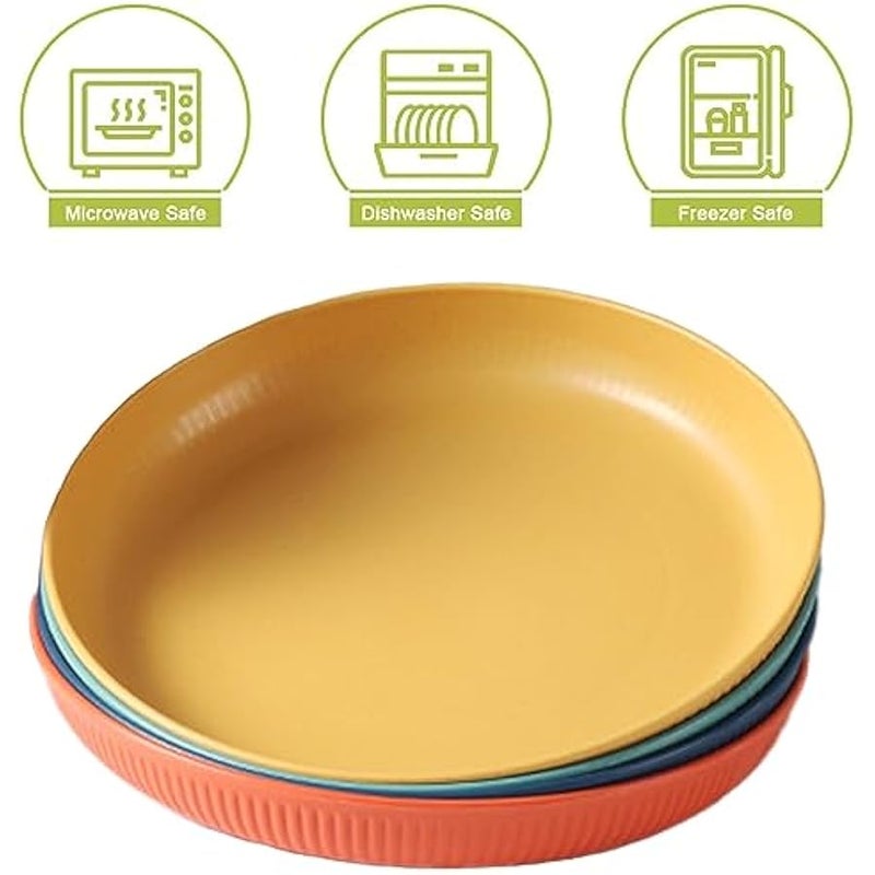Dinner Plates Set of 4, 8 Inch Plastic Plates Reusable, Wheat Straw Plates, Dishwasher & Microwave Safe, Lightweight Salad Plates for Camping/Kitchen - Image 3